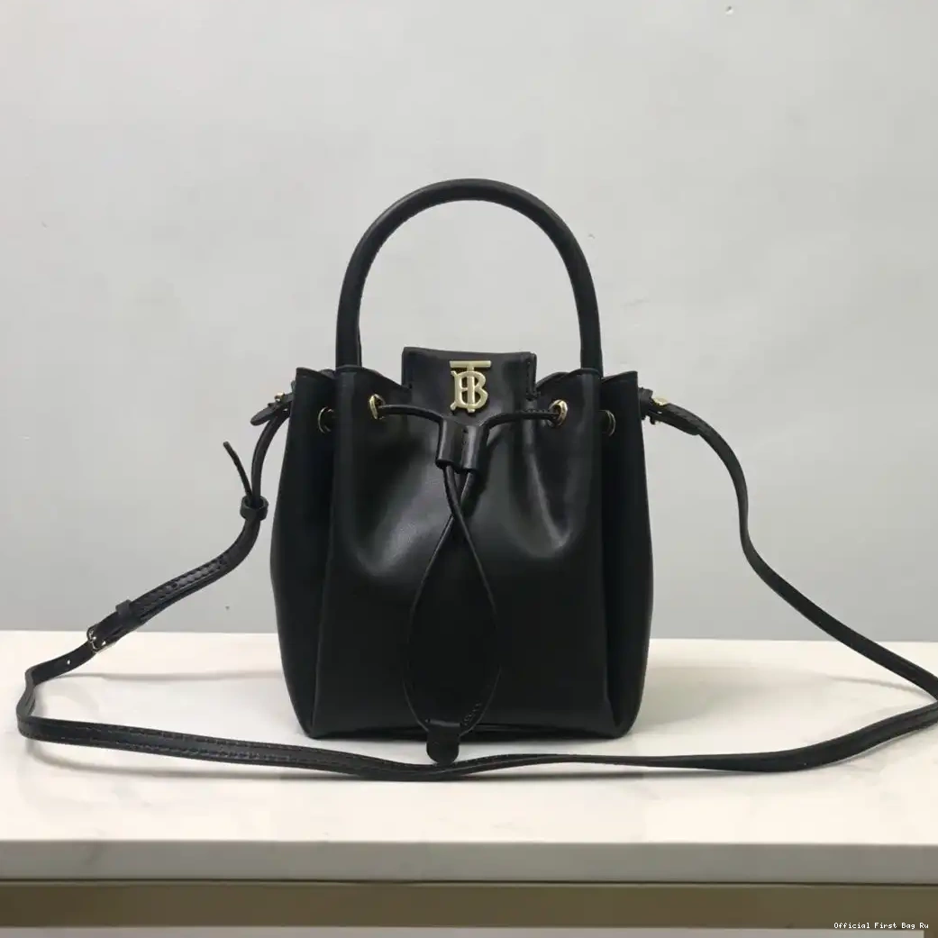 Official FirstBag Ru BURBERRY Motif Leather Bucket BMonogram Bag 0518